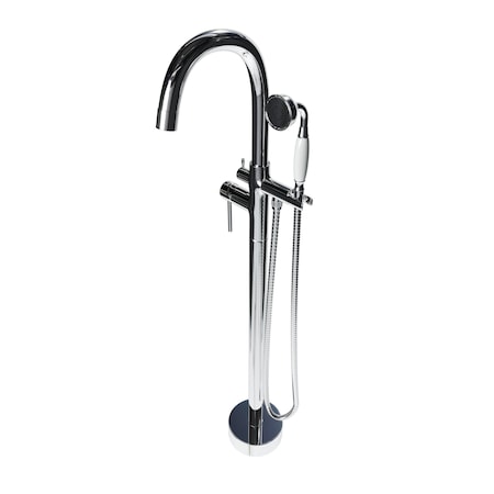 Castello Usa Neptune Freestanding Chrome Gooseneck Tub Filler Faucet with Drift Handle CB-F04-CR-J0903